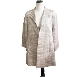 Eileen Fisher Beige Rose Gold Cotton Blend Open Jacket Coat Size Large